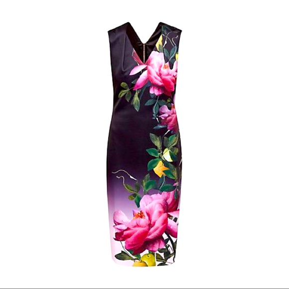 Sz. 0 Ted Baker Oldiva Citrus Bloom Midi - $295 - Picture 1 of 4